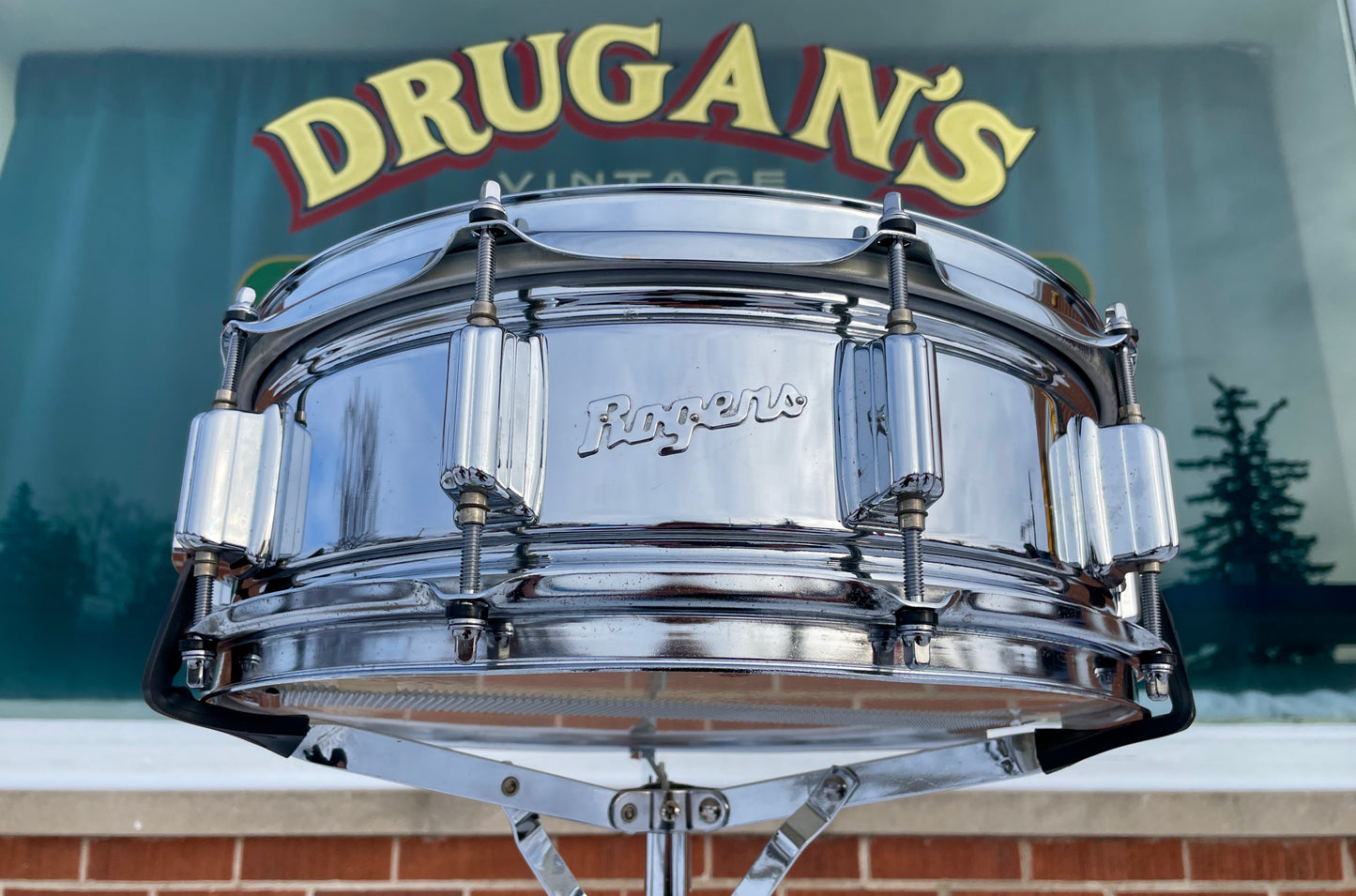 1970s Rogers 5x14 SuperTen Script Logo Snare Drum Steel No. 53-2514 Super Ten 10