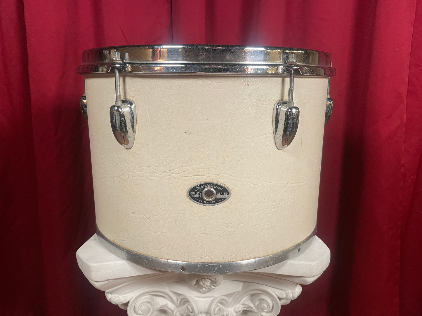 1975 Slingerland Sound King 9x13 Concert Tom Classic White Cordova Leatherette Wrap 13x9