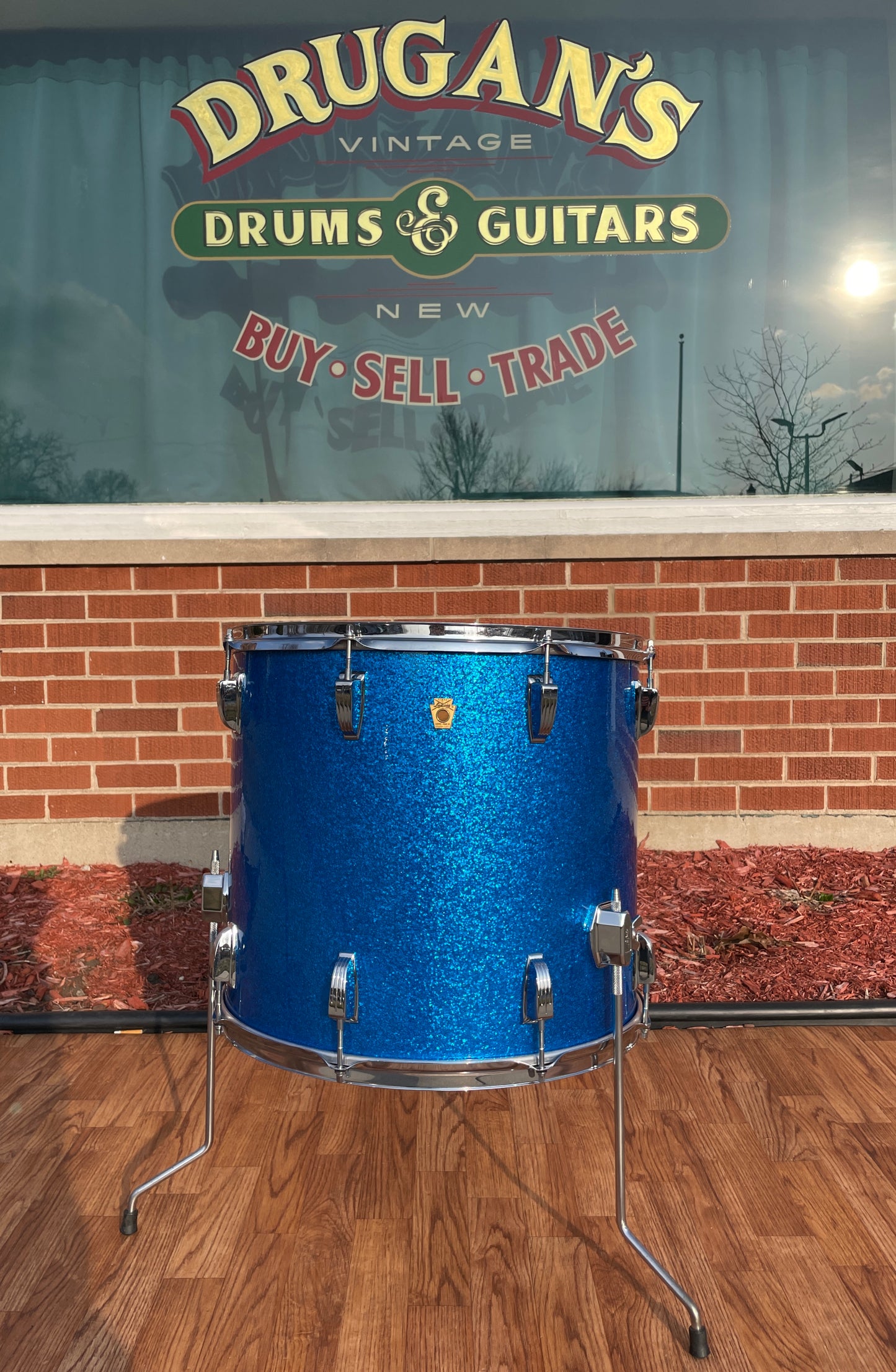 1968-1969 Ludwig 16x18 Floor Tom Drum Blue Sparkle