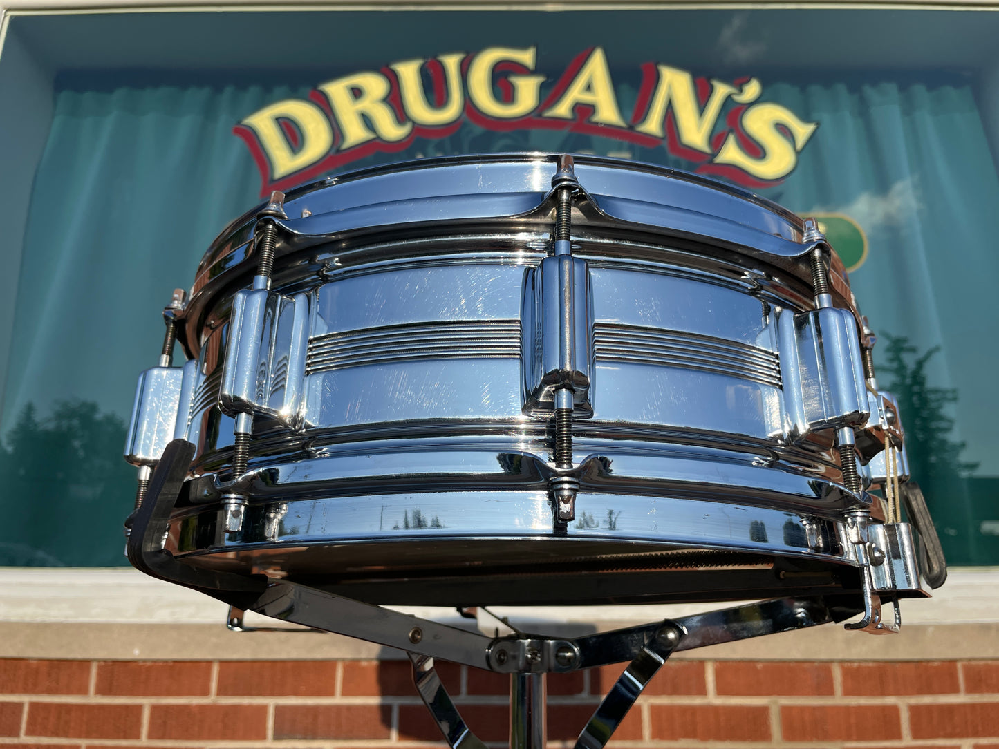 1960s Rogers 5x14 Dynasonic 5-Line Snare Drum Chrome Over Brass Dyna-Sonic COB