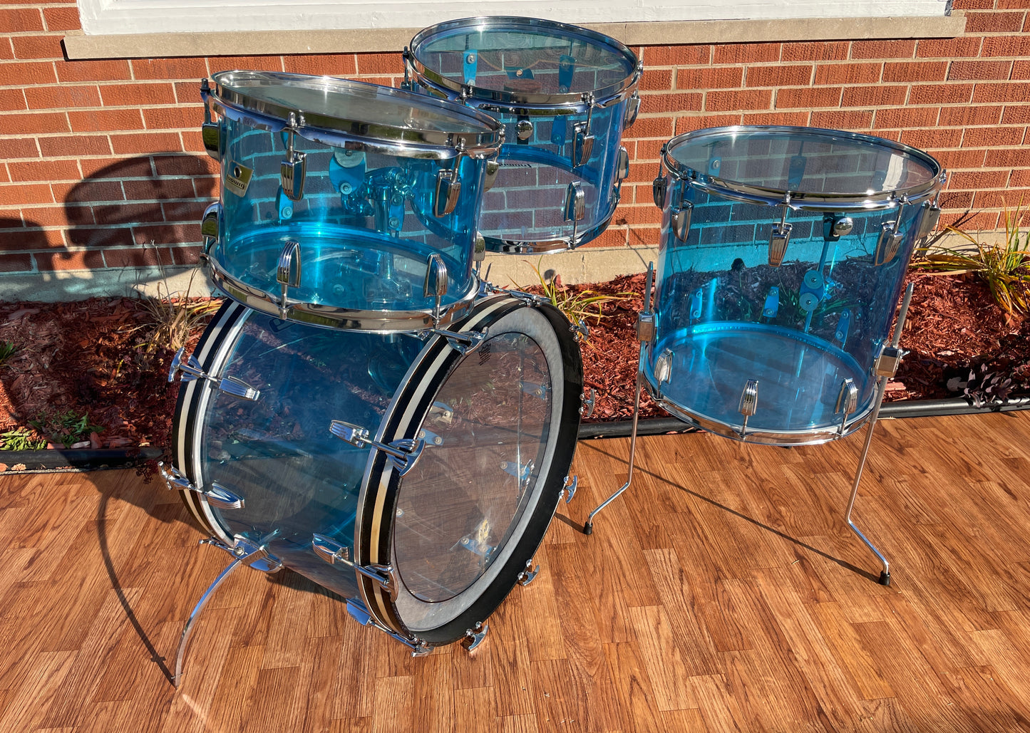 1970s Ludwig Blue Vistalite Big Beat Outfit Drum Set 22/12/13/16