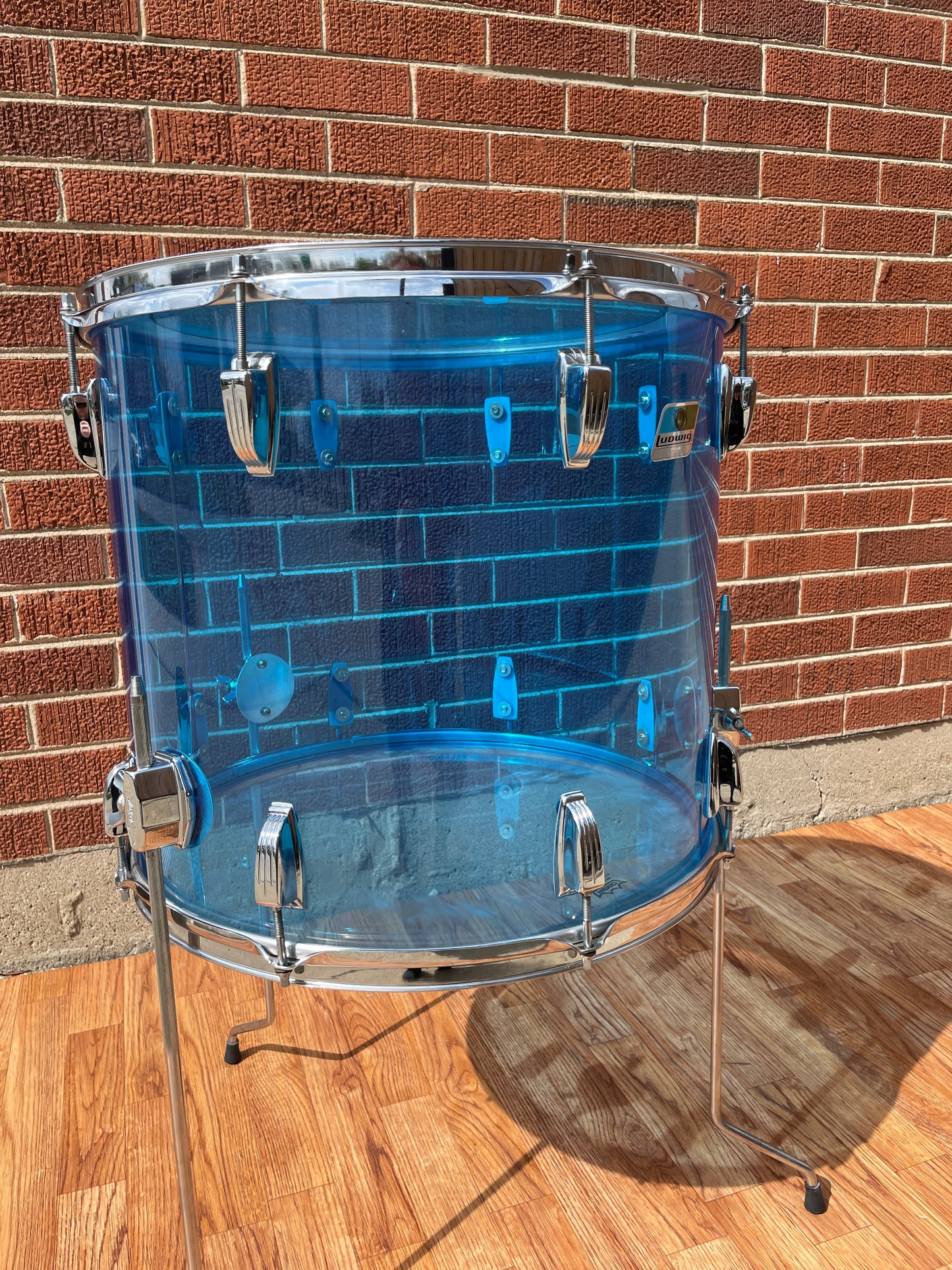 1970s Ludwig Vistalite 16x18 Floor Tom Drum Blue