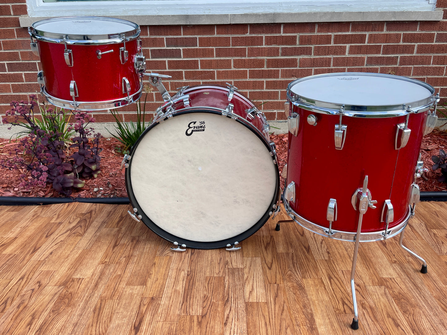 1960s Ludwig Downbeat Drum Set Red Sparkle 20/12/14
