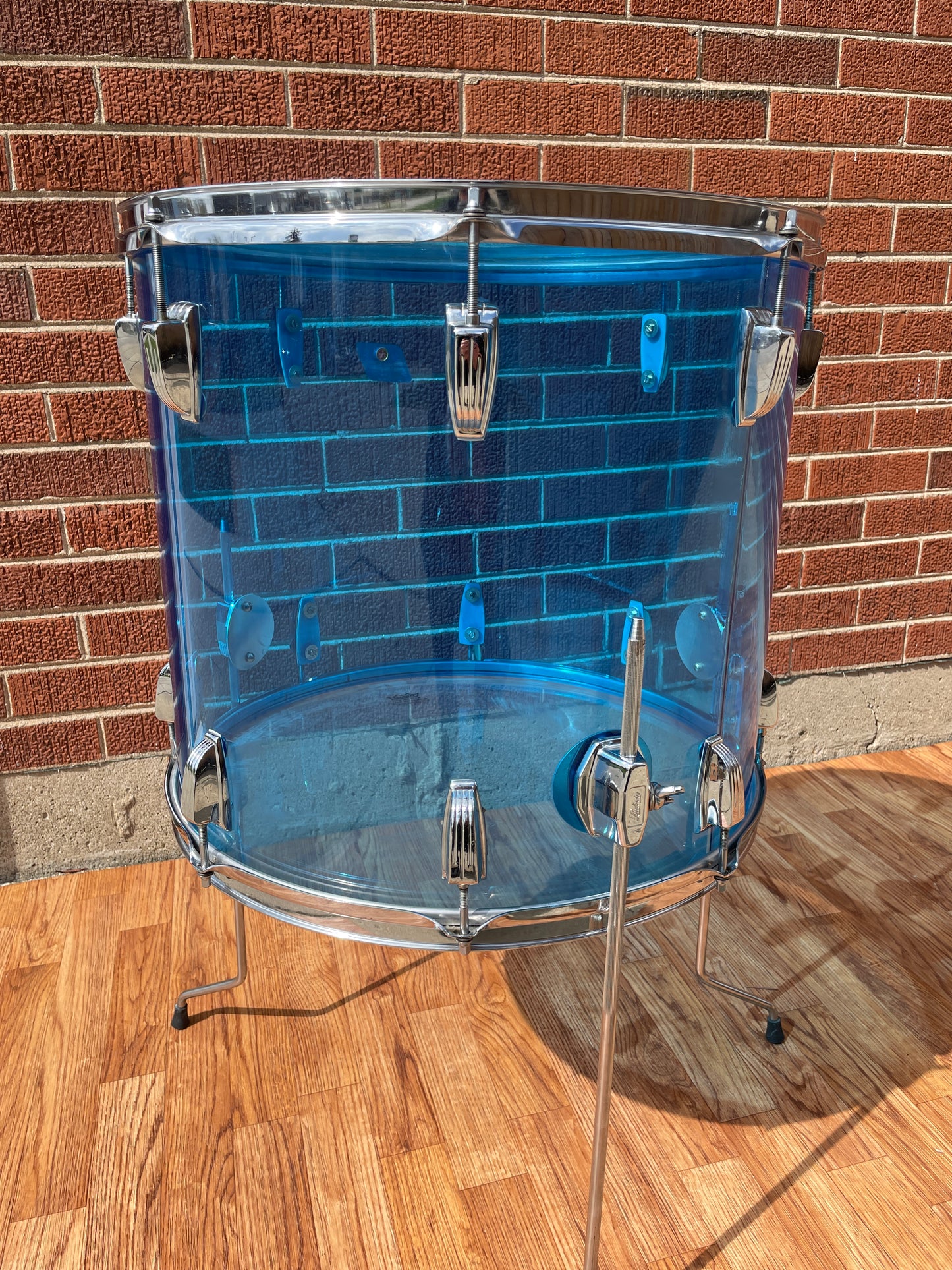 1970s Ludwig Vistalite 16x18 Floor Tom Drum Blue
