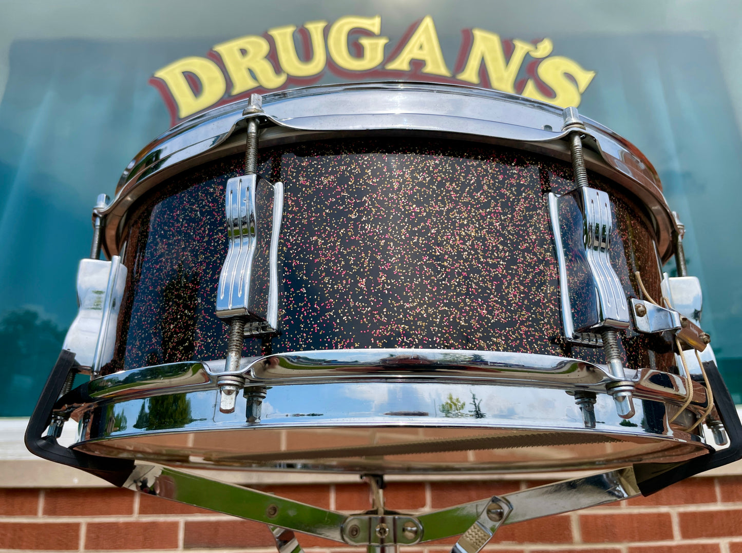 Vintage 1965 Ludwig Jazz Festival 5x14 Snare Drum Black Galaxy Sparkle