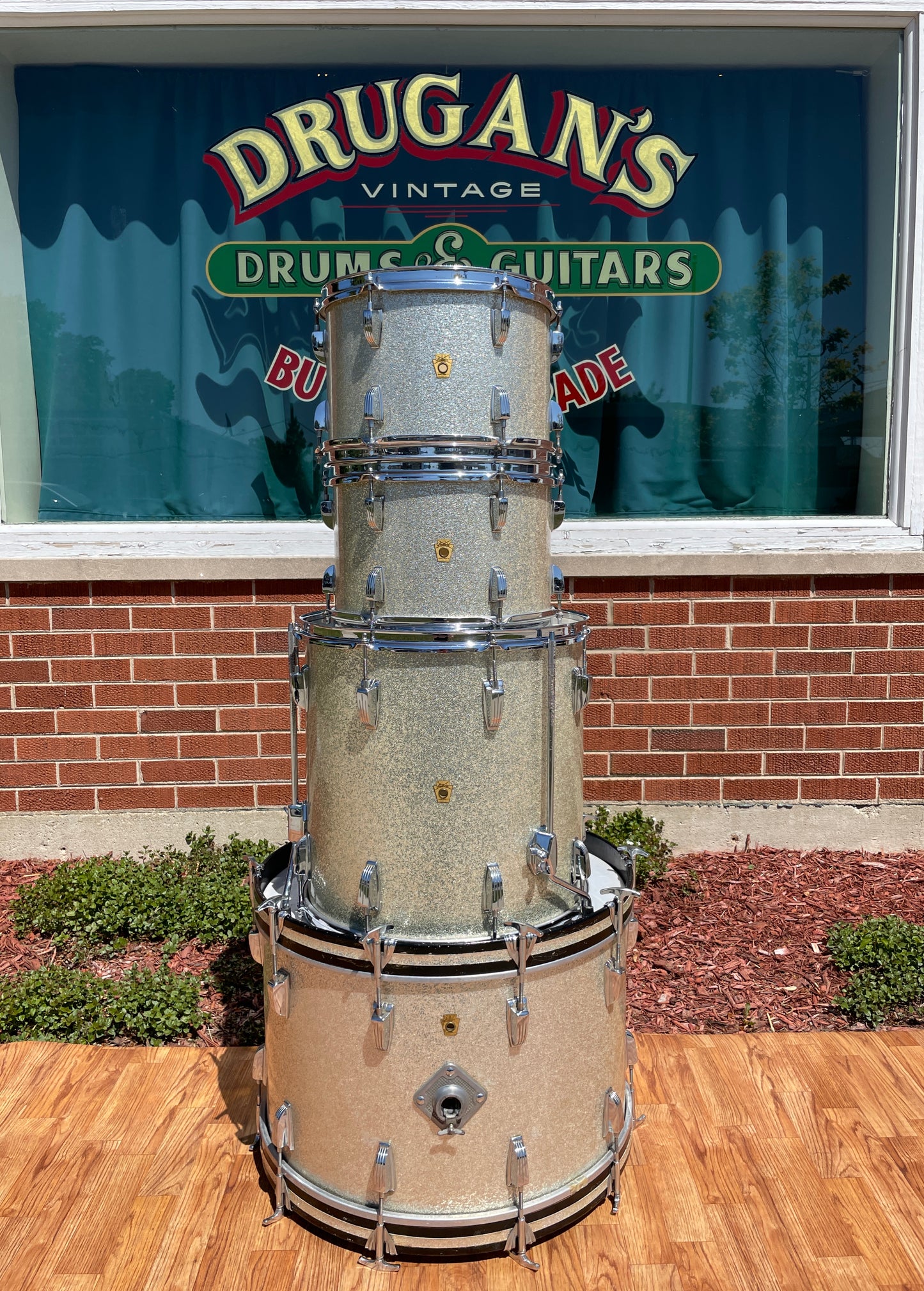 1960s Ludwig Hollywood Drum Set Silver Sparkle Pre-Serial COB