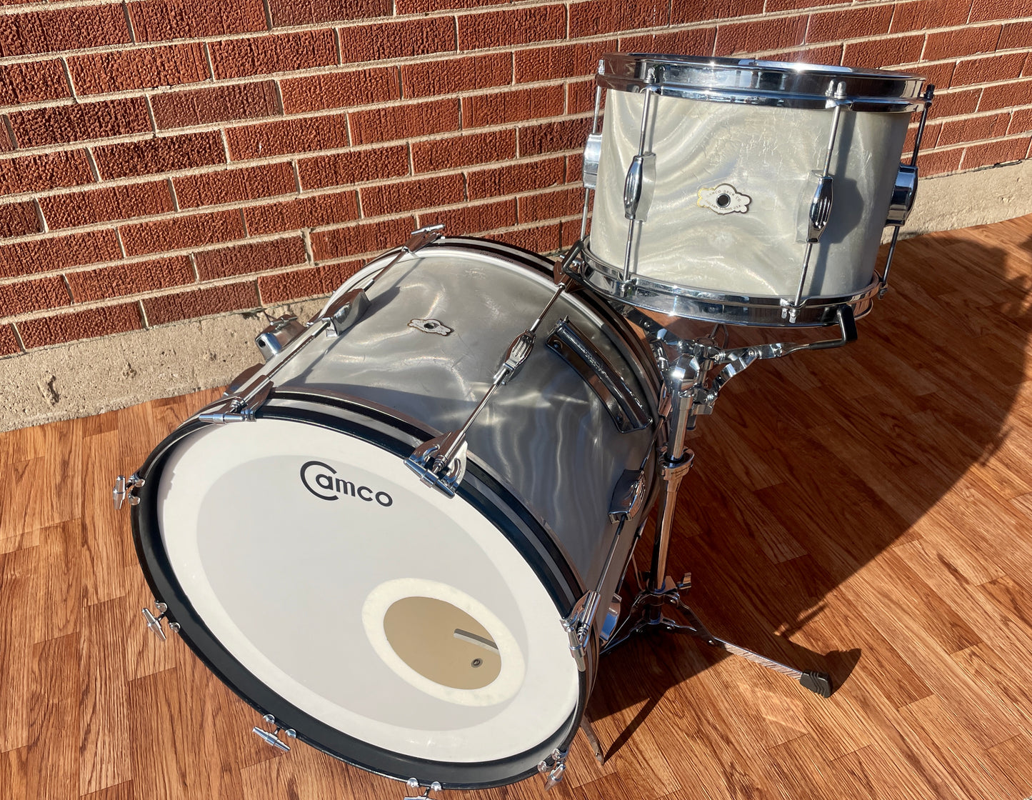 1960s Camco 14x20 Bass Drum White Moire / Satin Flame