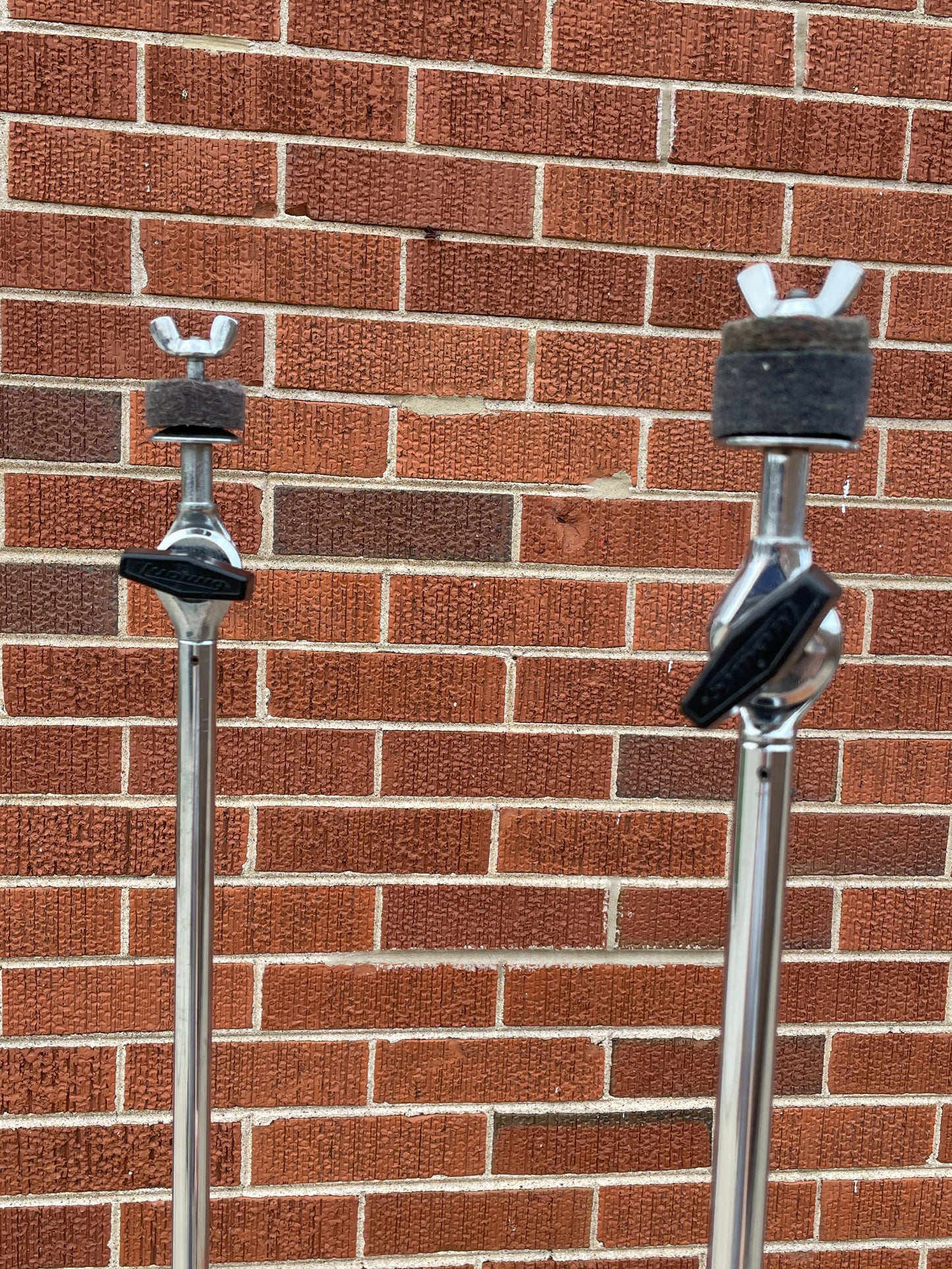 1970s Ludwig Atlas No. 1405 Straight Cymbal Stand Pair Tubular Legs