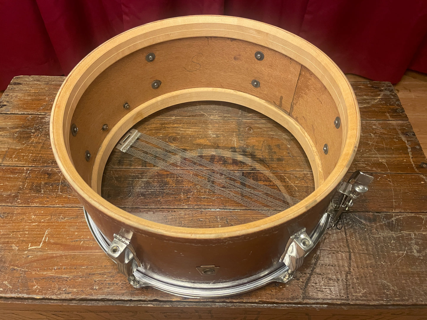 1950s WFL Ludwig 6.5x14 Auditorium Snare Drum Mahogany NOB Hoops