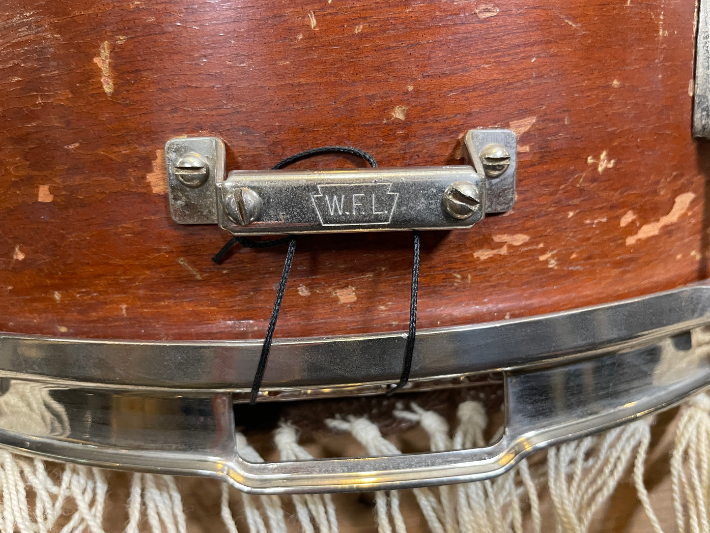 1950s WFL Ludwig 6.5x14 Auditorium Snare Drum Mahogany NOB Hoops