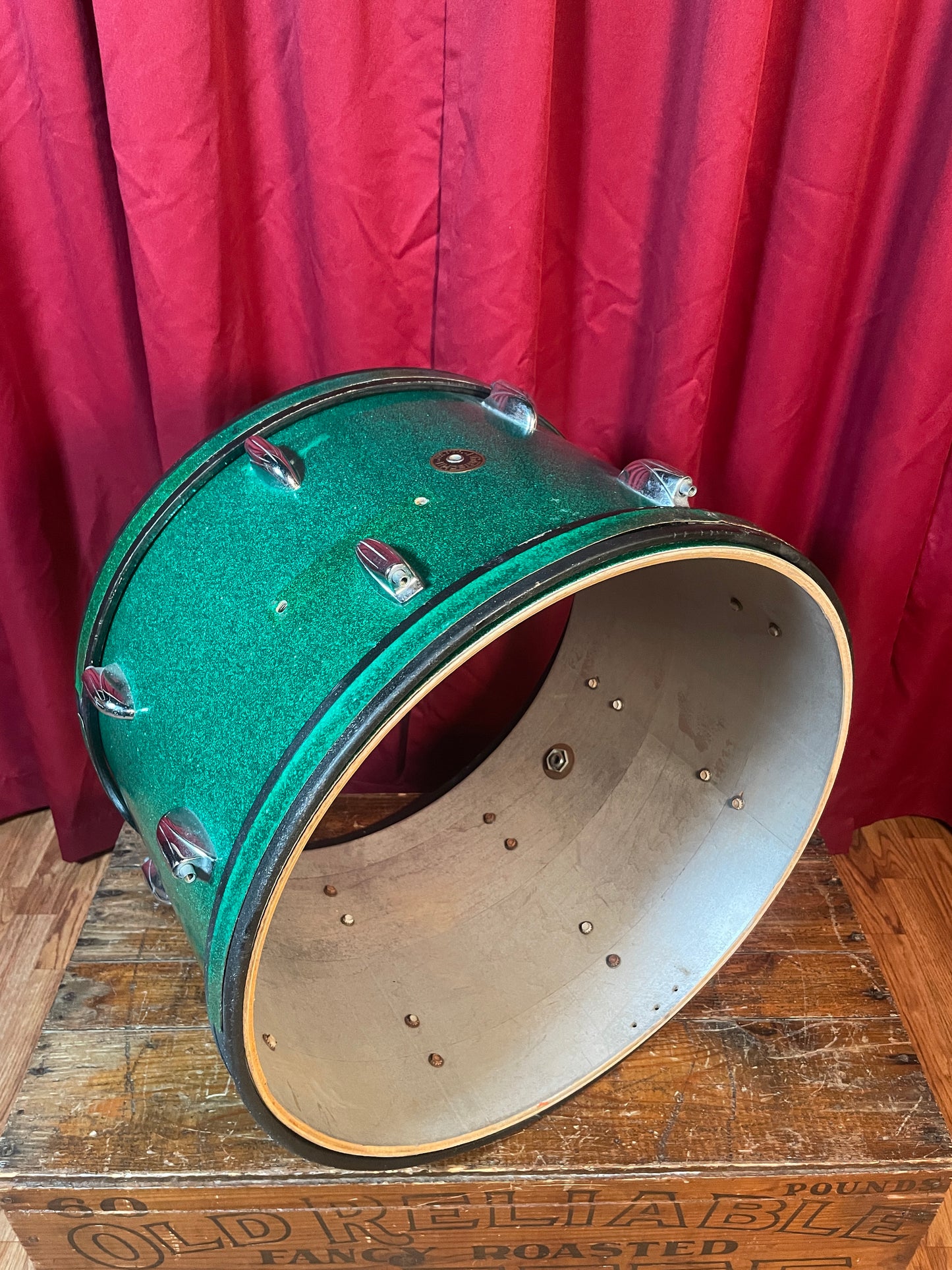 1960s Gretsch Round Badge 14x20 Bass Drum Green Sparkle