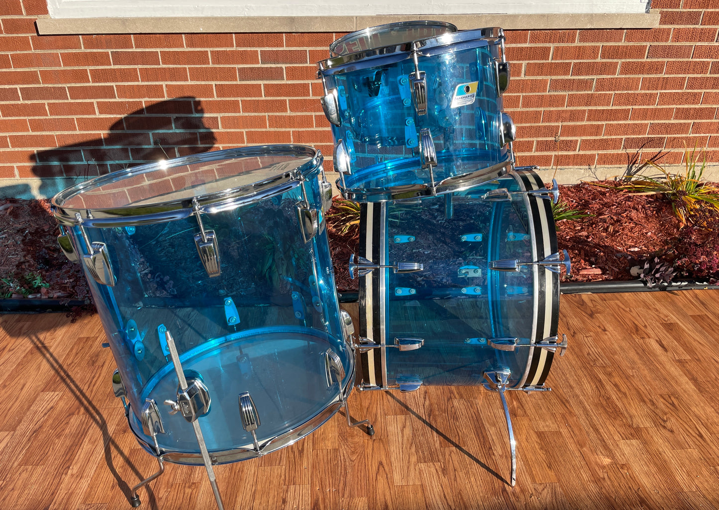 1970s Ludwig Blue Vistalite Big Beat Outfit Drum Set 22/12/13/16
