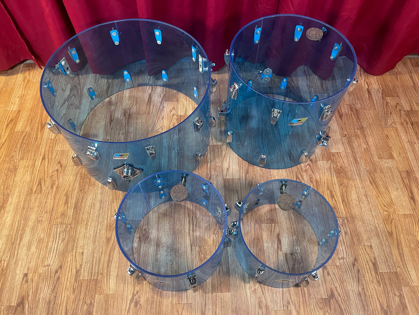 1970s Ludwig Blue Vistalite Big Beat Outfit Drum Set 22/12/13/16