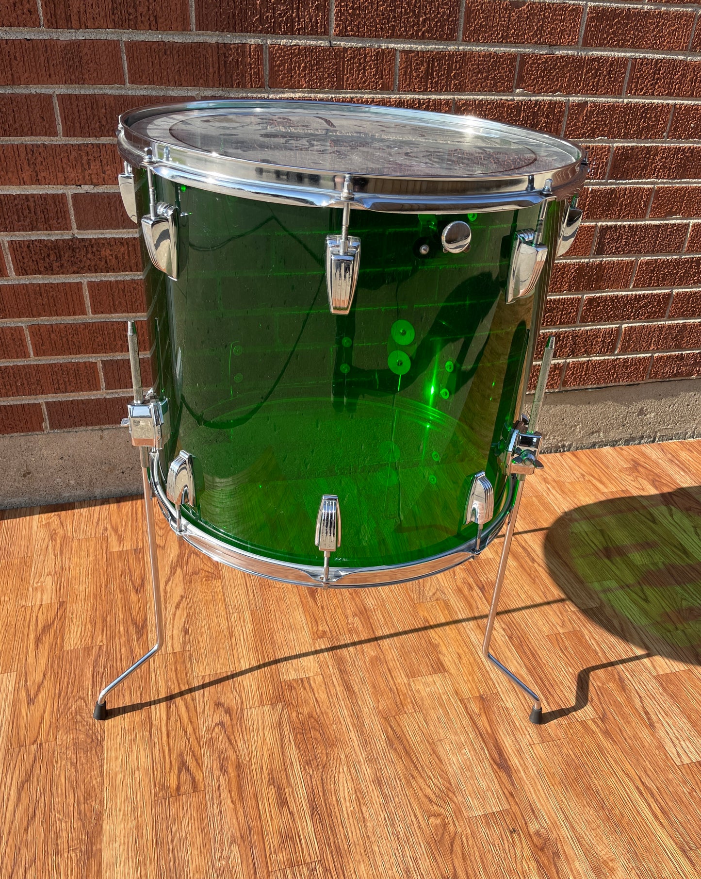1970s Ludwig Vistalite 16x18 Floor Tom Drum Green