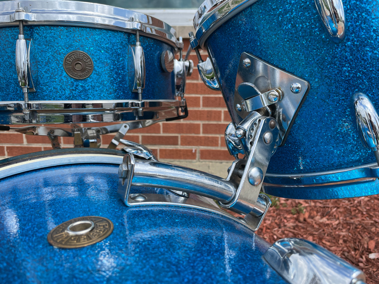 1960s Gretsch Progressive Jazz Drum Set Blue Sparkle 20/12/14/5.5x14