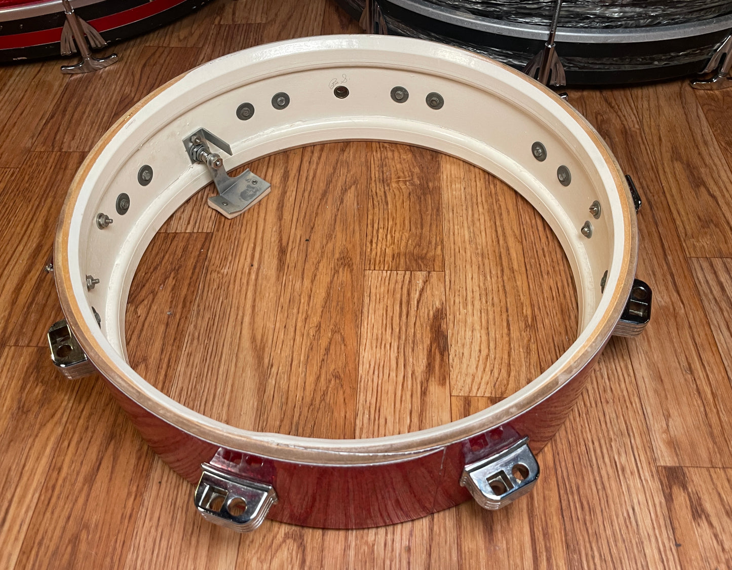 1965 Ludwig Downbeat 4x14 Snare Drum Red Sparkle