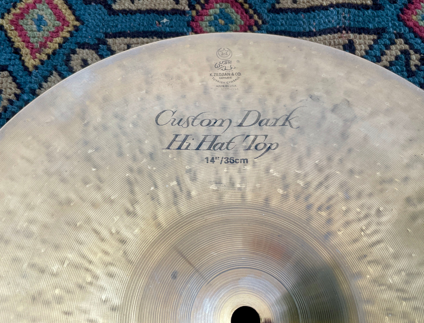 14” Zildjian K Custom Dark Top Hi-Hat Cymbal Single 1066g
