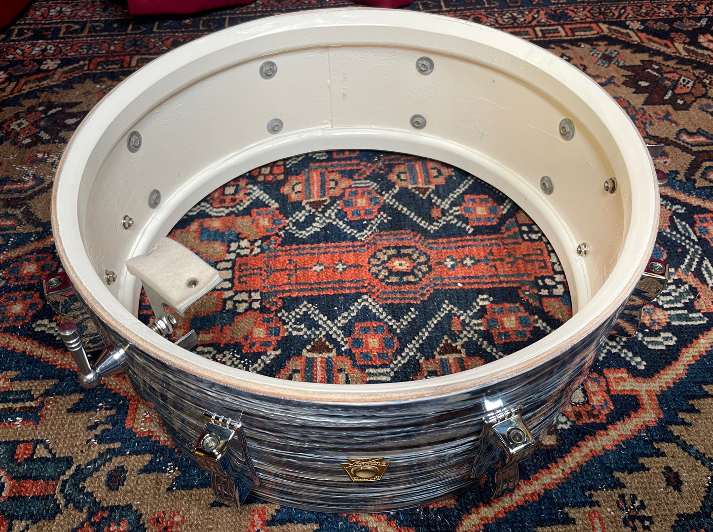1966 Ludwig No. 908P Jazz Festival 5x14 Snare Drum Oyster Blue Pearl