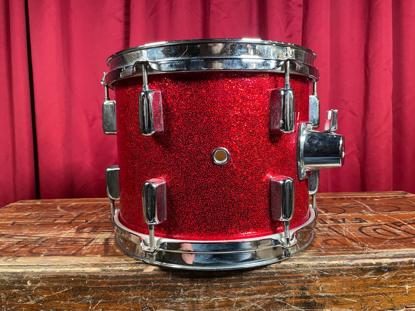 Rogers Clone 8x10 Tom Drum Red Sparkle Bread And Butter Lug Keller Shell