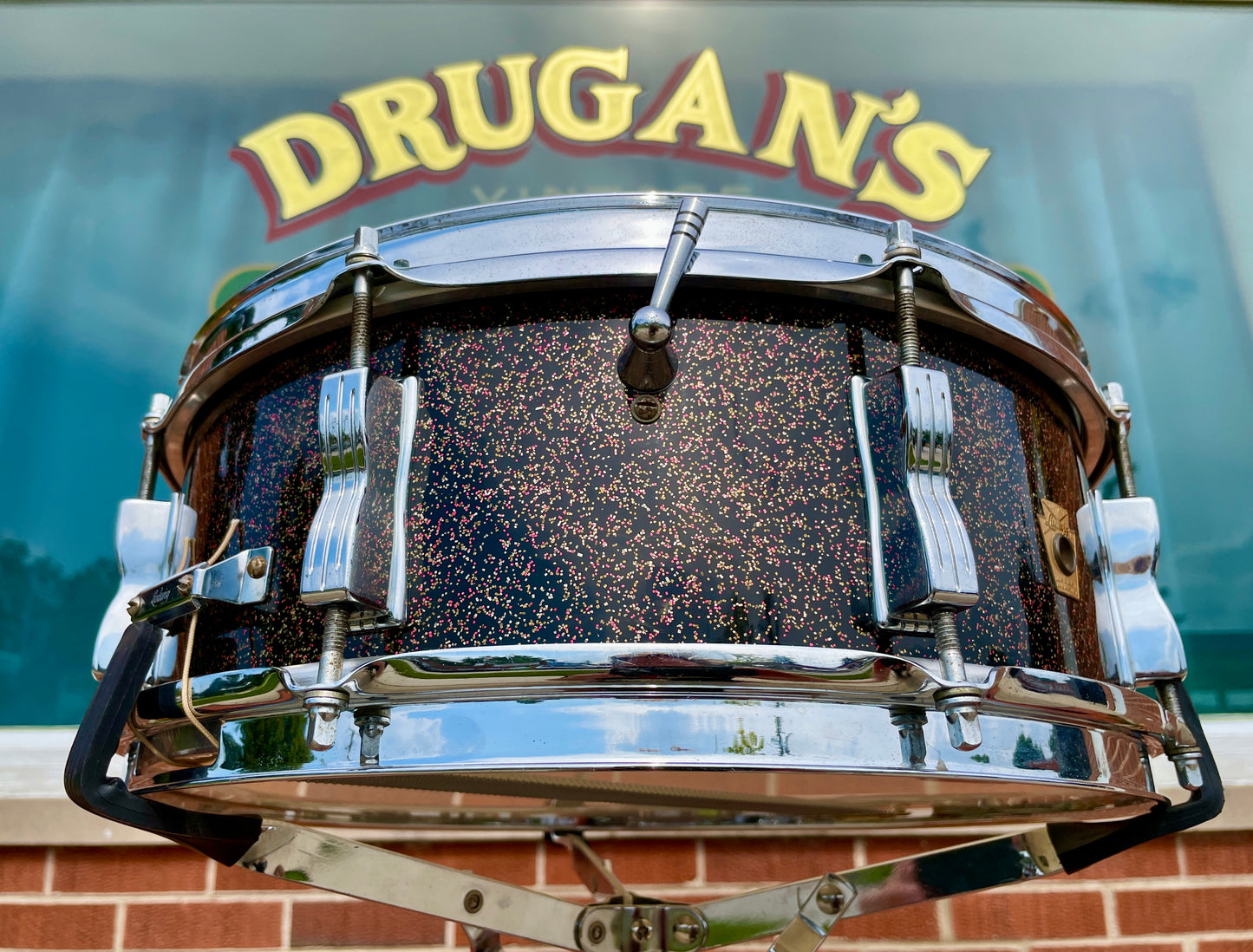 Vintage 1965 Ludwig Jazz Festival 5x14 Snare Drum Black Galaxy Sparkle