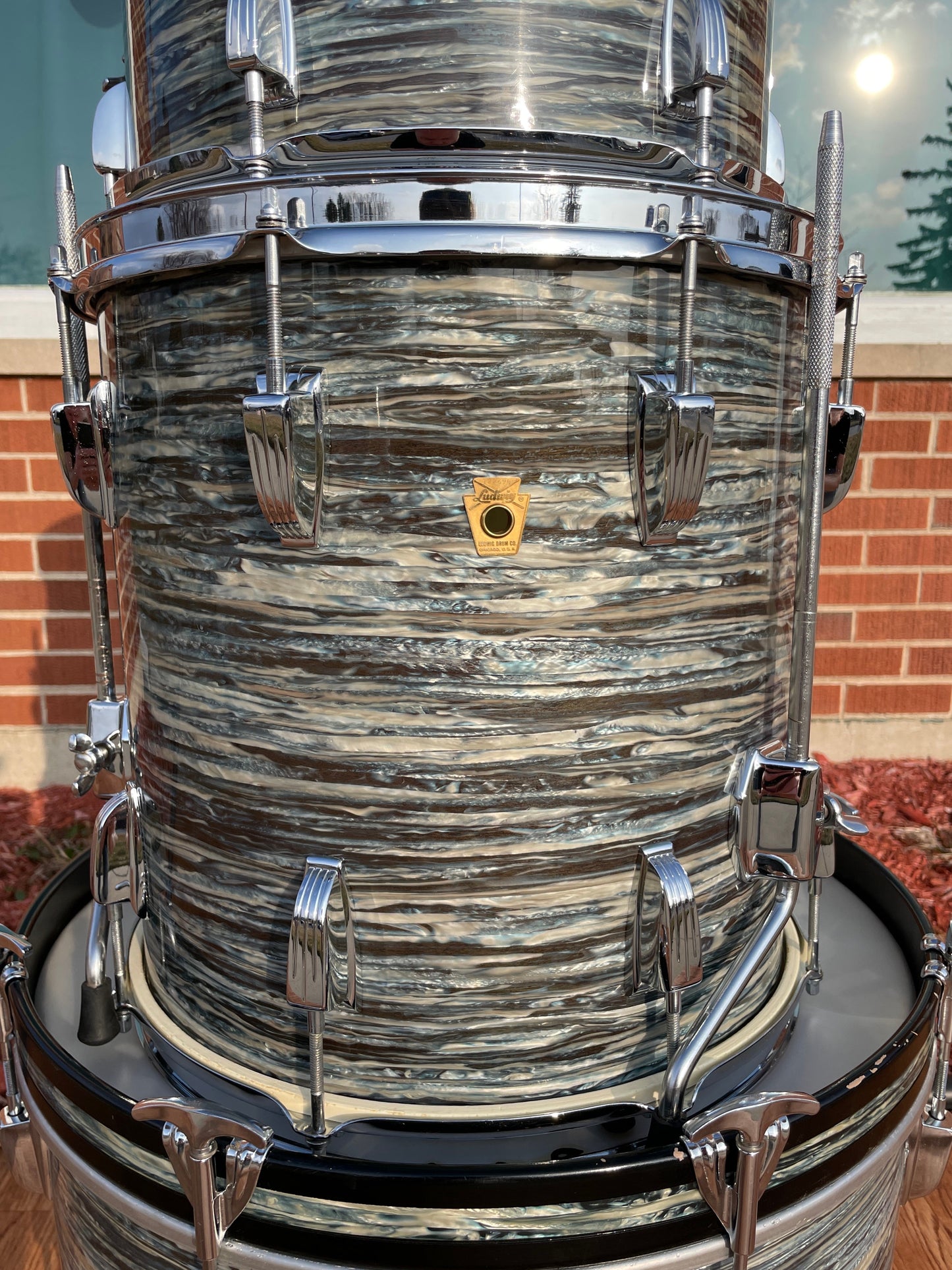 1965 Ludwig Downbeat Drum Set Oyster Blue Pearl 20/12/14 COB