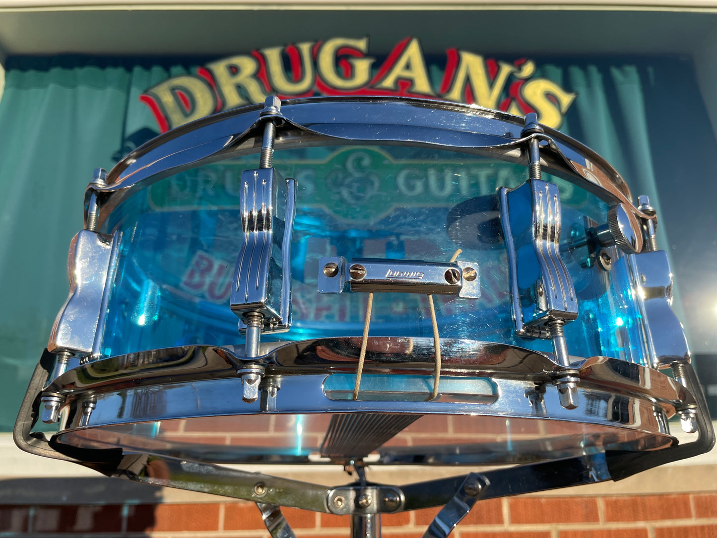 1970s Ludwig 5x14 Blue Vistalite Snare Drum