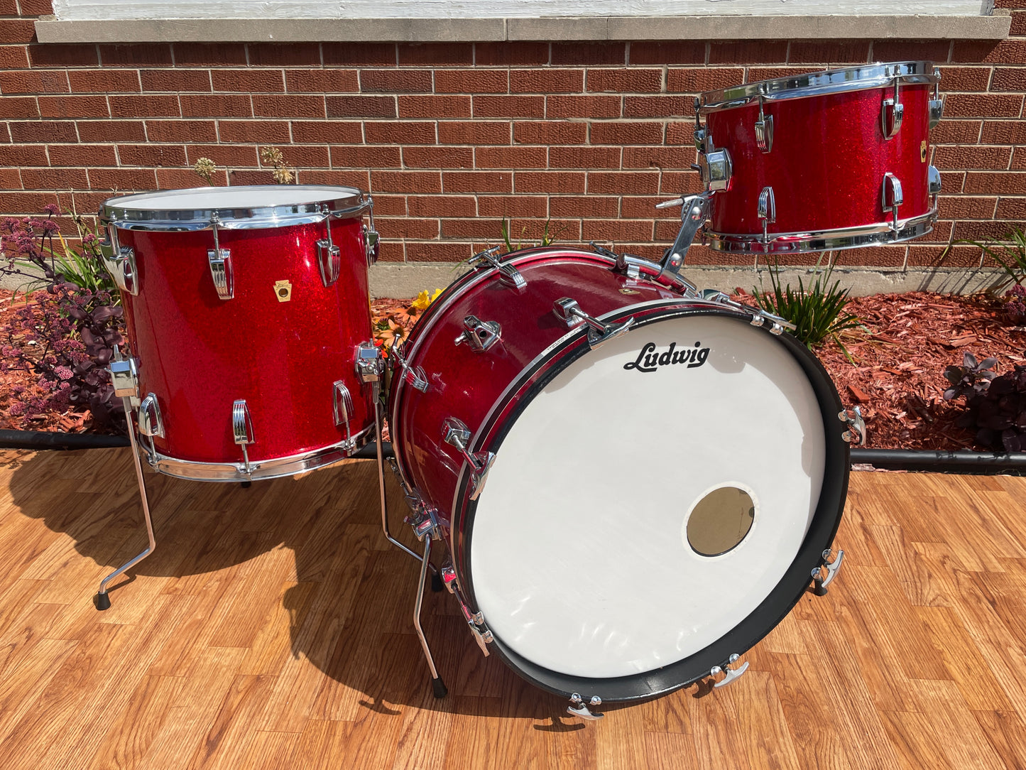 1960s Ludwig Downbeat Drum Set Red Sparkle 20/12/14