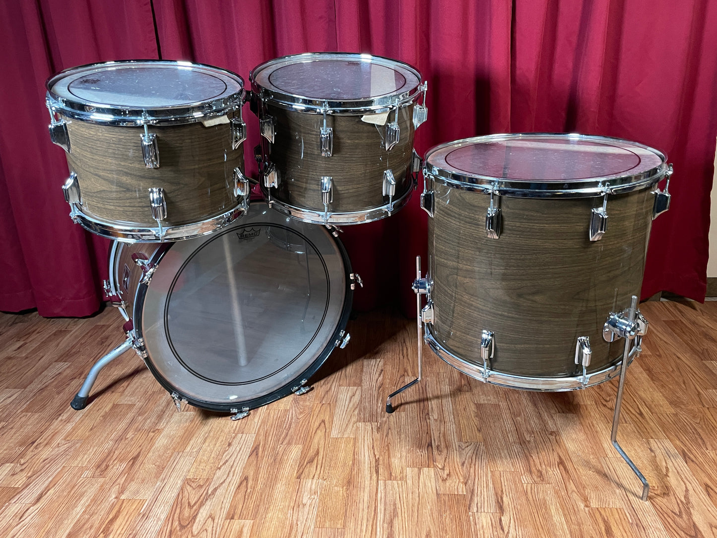 1970s Rogers "Big R" Drum Set New Mahogany 22/13/14/18