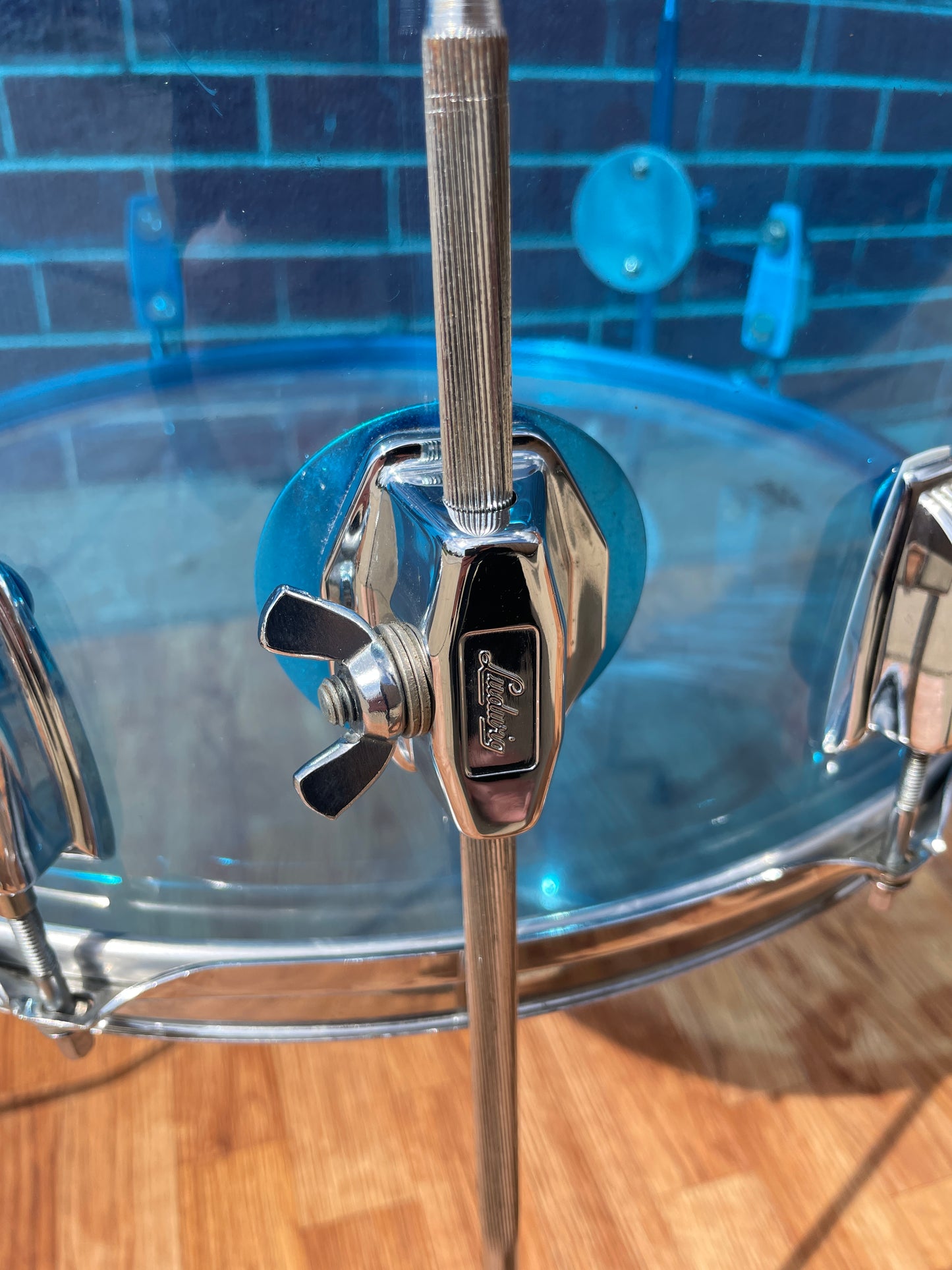 1970s Ludwig Vistalite 16x18 Floor Tom Drum Blue