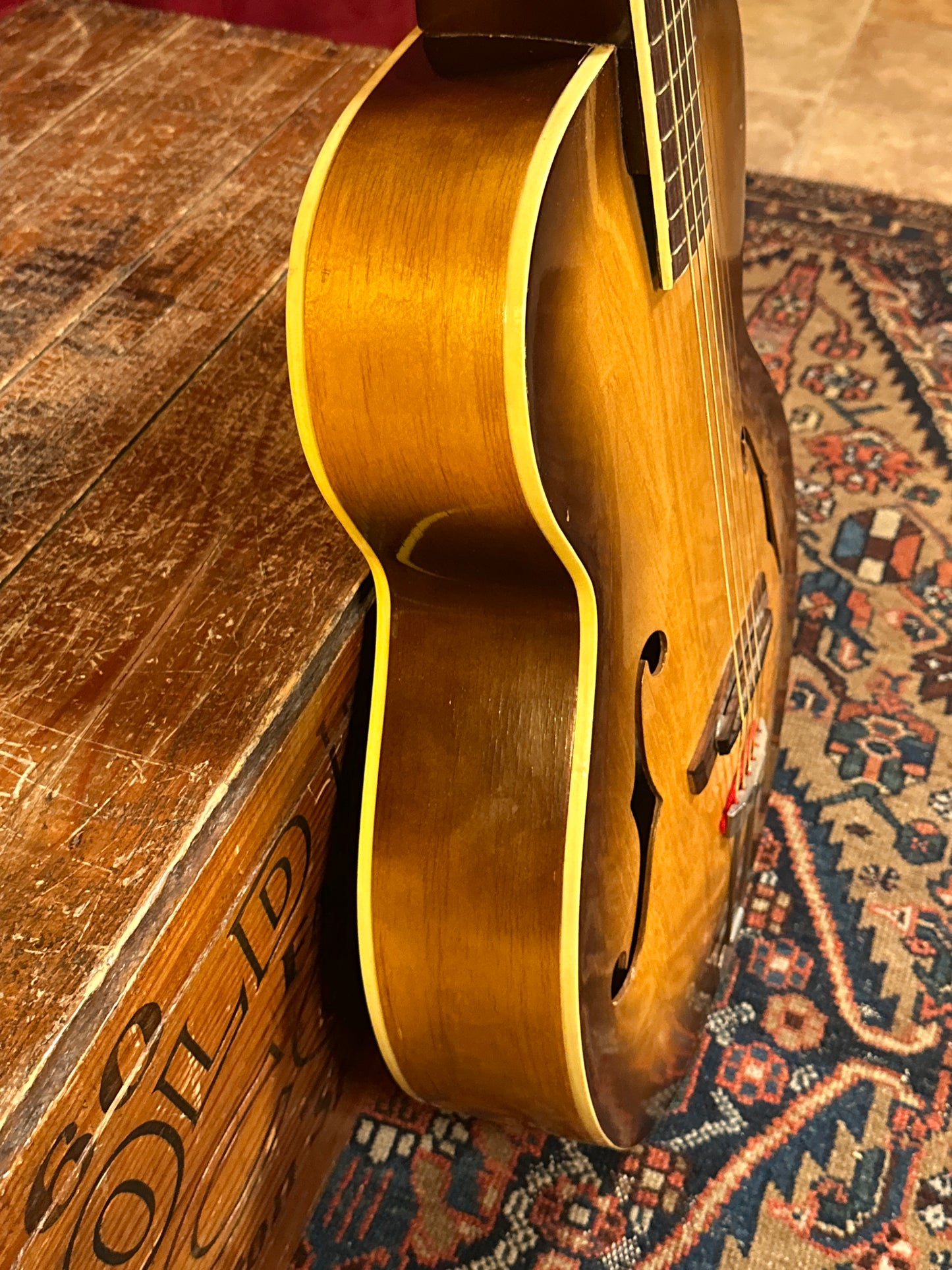 1950s Silvertone 6887 Archtop Acoustic Guitar Natural Burst w/ Gig Bag