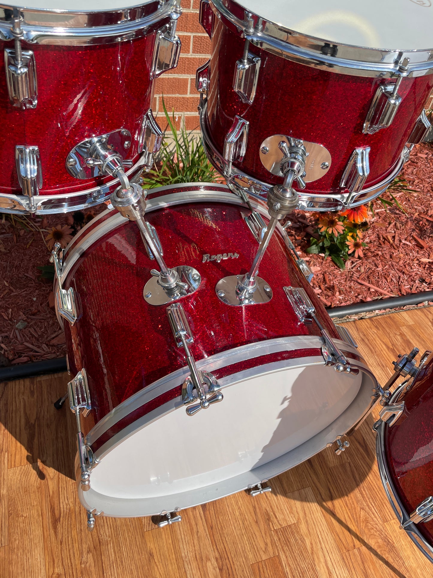 Rogers Dave Clark Tribute Drum Set Red Sparkle, Top View