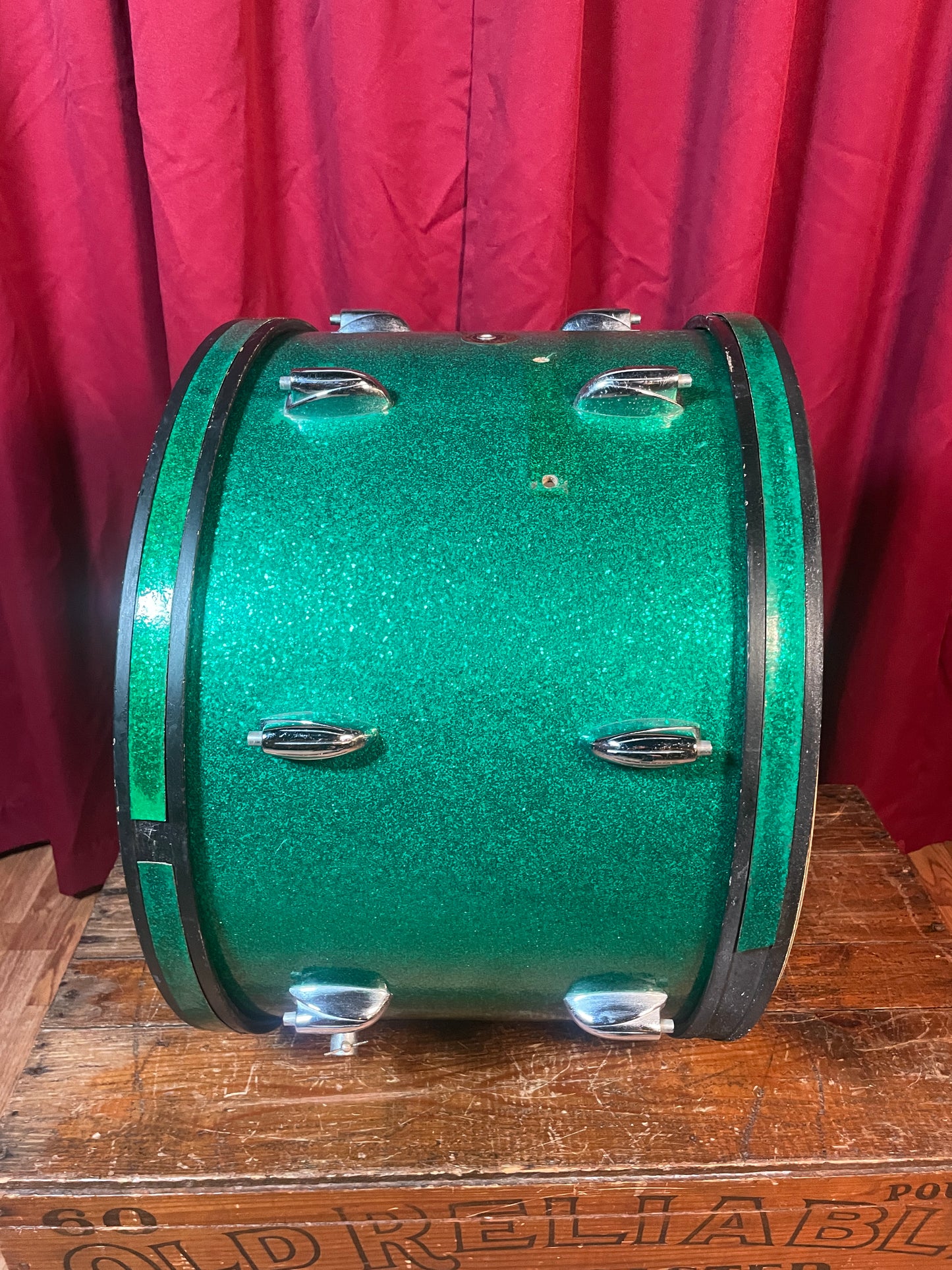 1960s Gretsch Round Badge 14x20 Bass Drum Green Sparkle