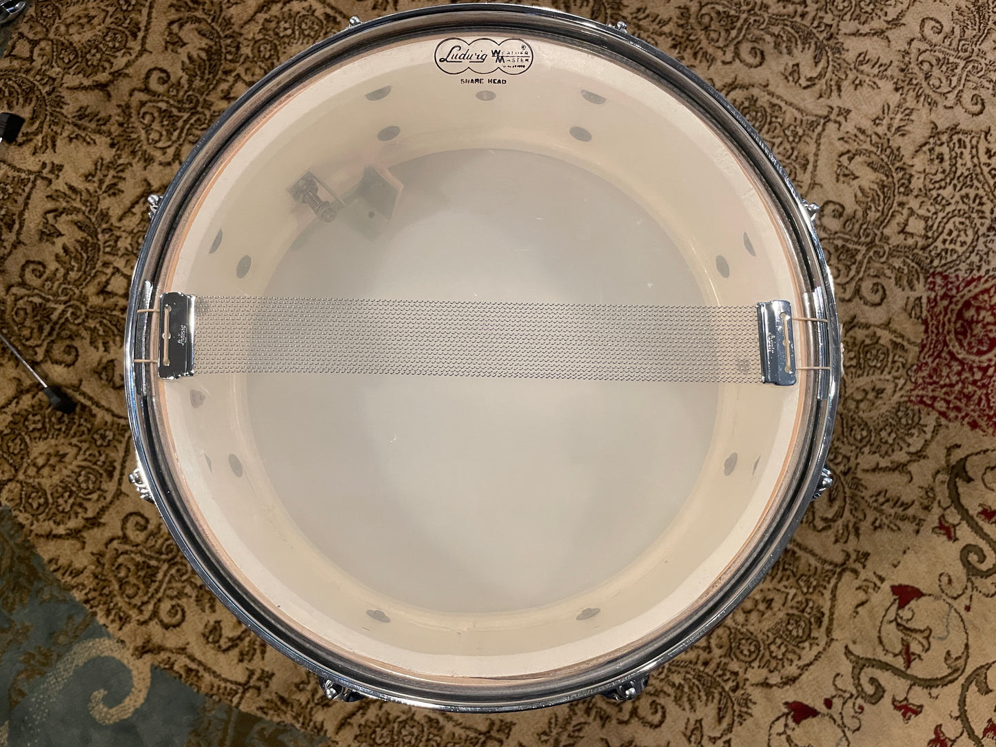 1966 Ludwig No. 908P Jazz Festival 5x14 Snare Drum Oyster Blue Pearl