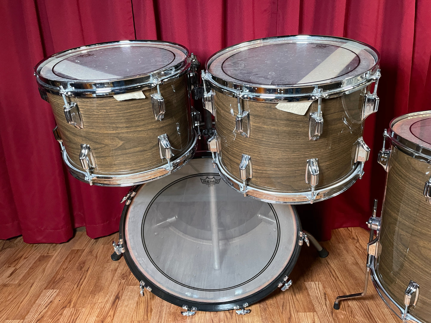 1970s Rogers "Big R" Drum Set New Mahogany 22/13/14/18