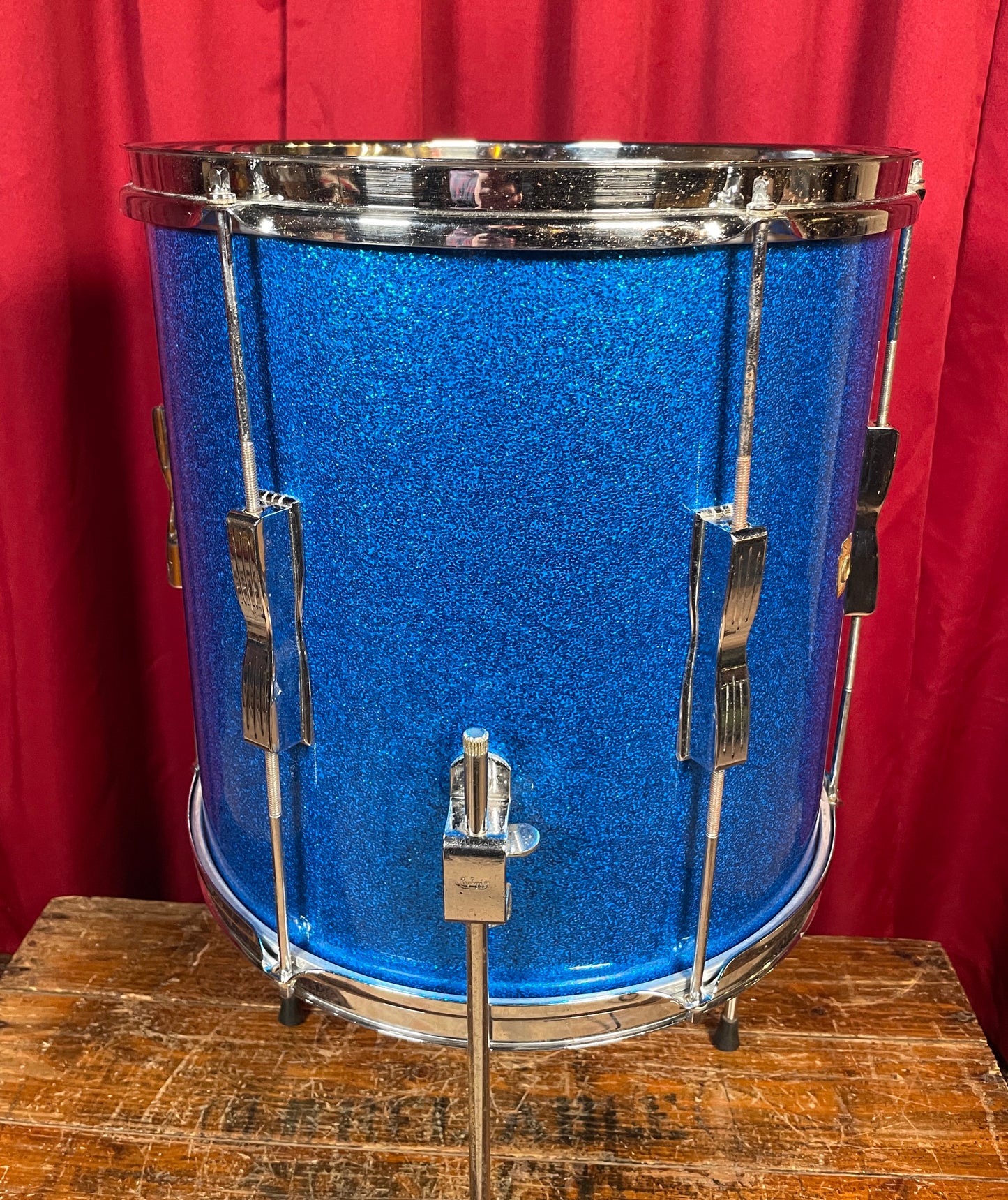 1963 Ludwig 14x14 Club Date Floor Tom Drum Blue Sparkle