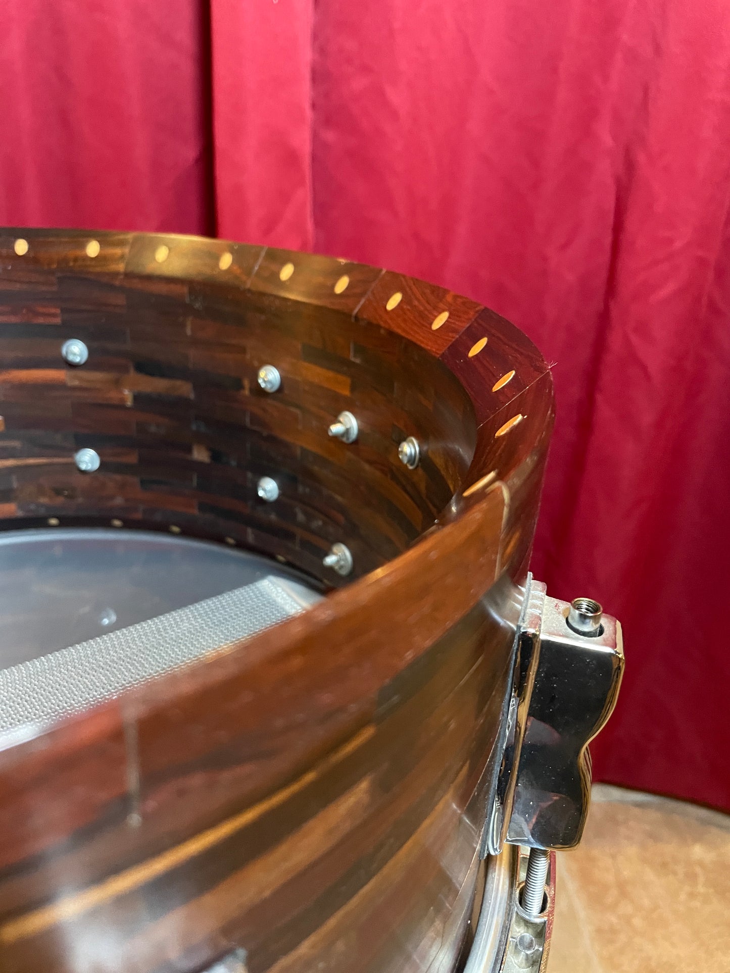 1980s SOTA 6x14 Segmented Rosewood Shell Snare Drum State Of The Art John Panazzo Styx