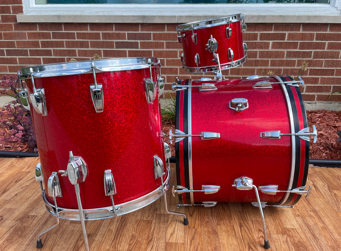 1960s Ludwig Downbeat Drum Set Red Sparkle 20/12/14