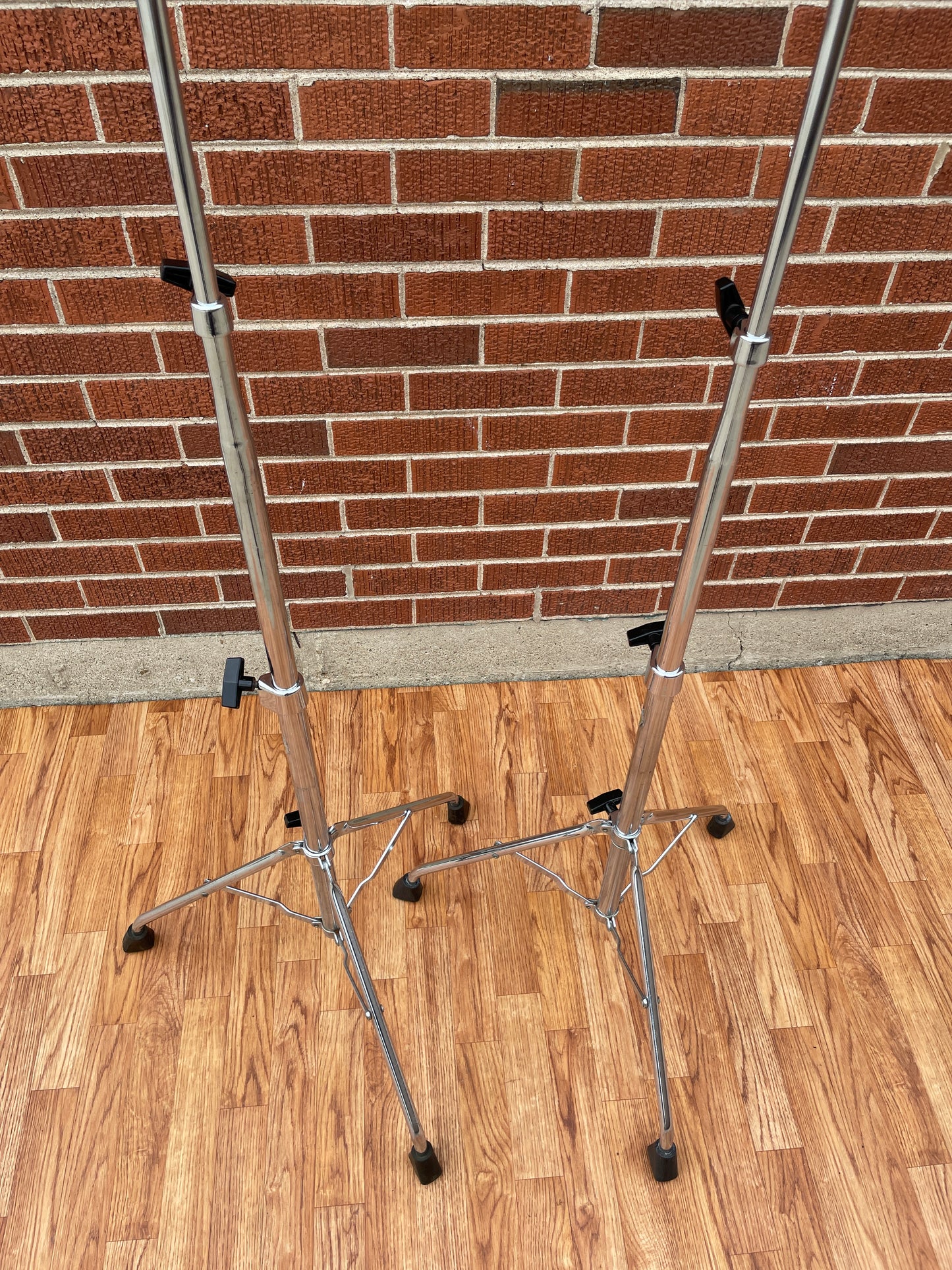 1970s Ludwig Atlas No. 1405 Straight Cymbal Stand Pair Tubular Legs