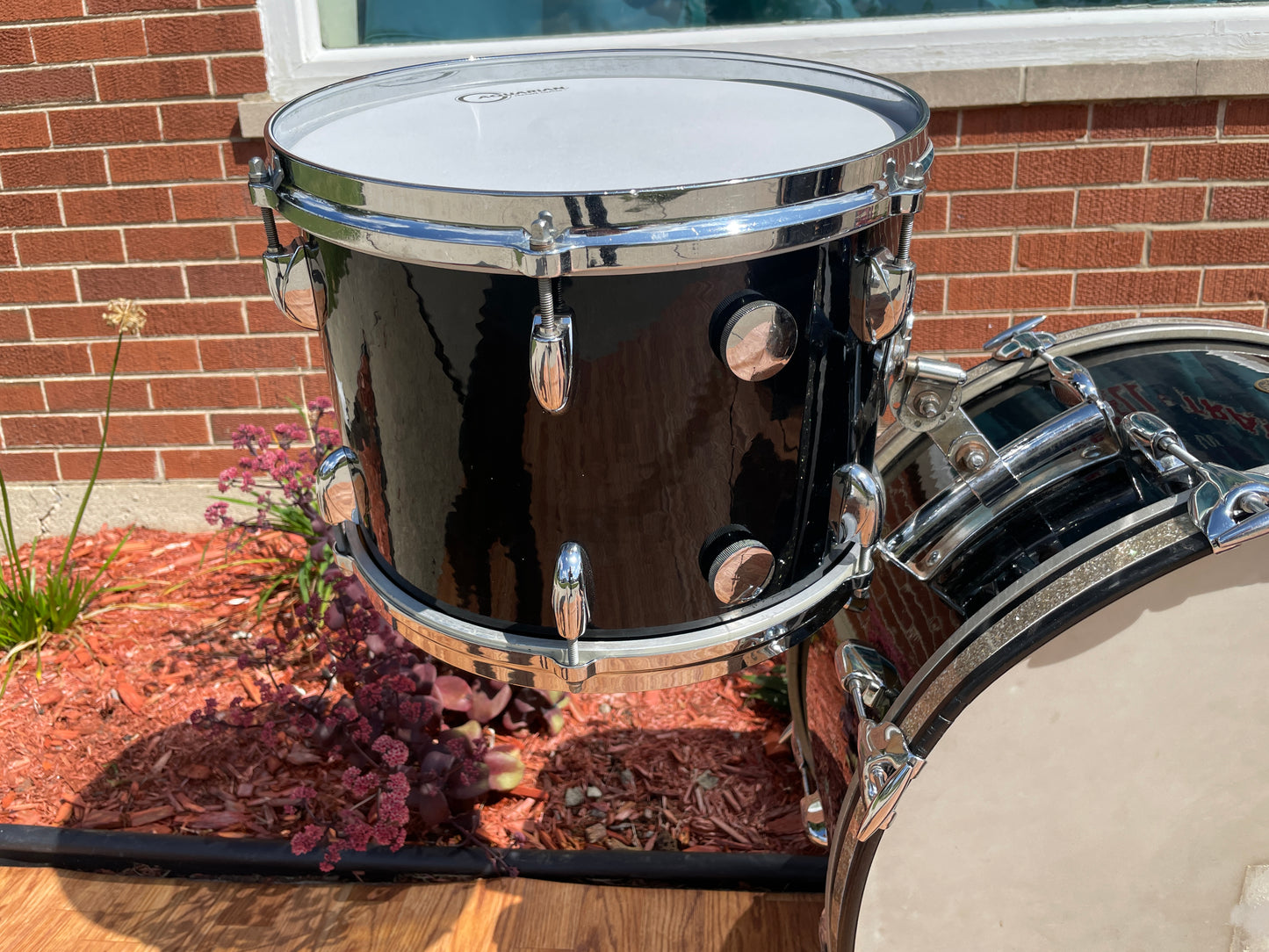 1959/1960 Gretsch Round Badge Black Nitron Transition Drum Set 22/13/16