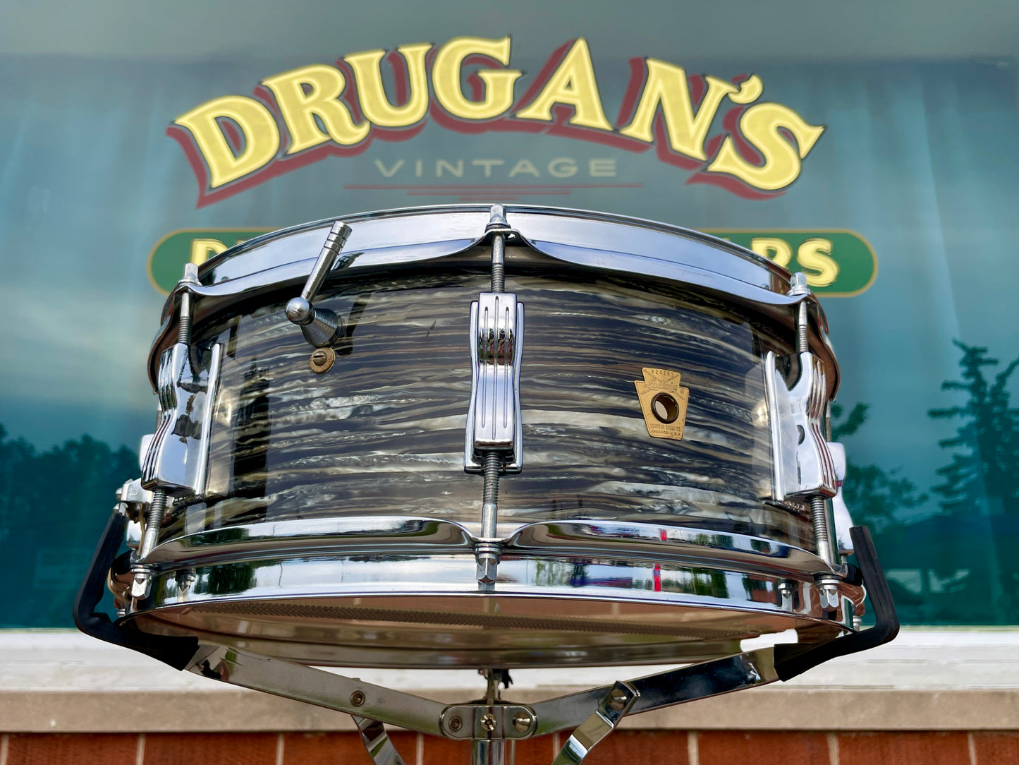 1966 Ludwig Jazz Festival 5x14 Snare Drum Oyster Black Pearl Ringo Starr, Muffler