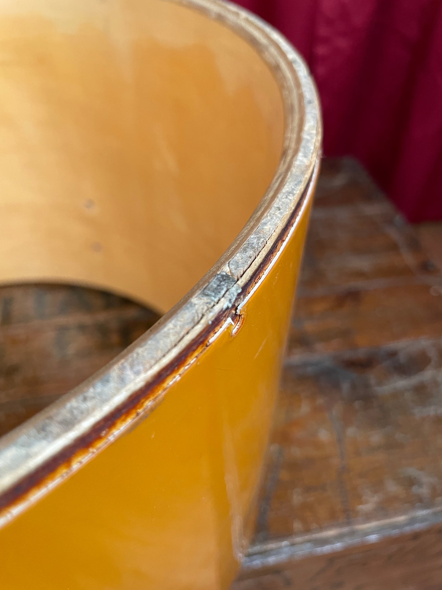 1980s Ludwig 10x14 Concert Tom Drum Shell Gold Silk 6-Ply