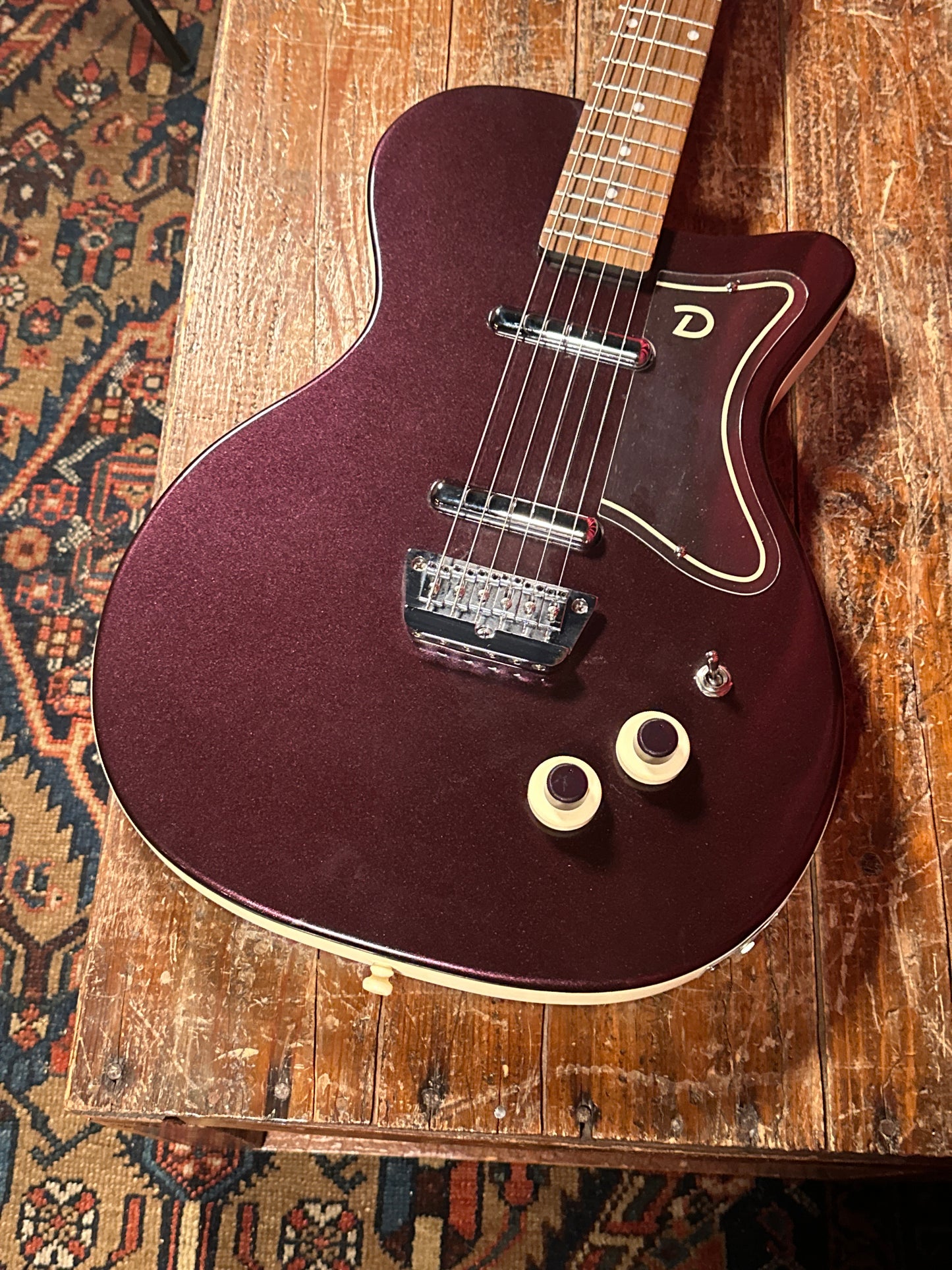 1990s Danelectro '56 U-2 Reissue Electric Guitar Beatnik Burgundy Purple Sparkle