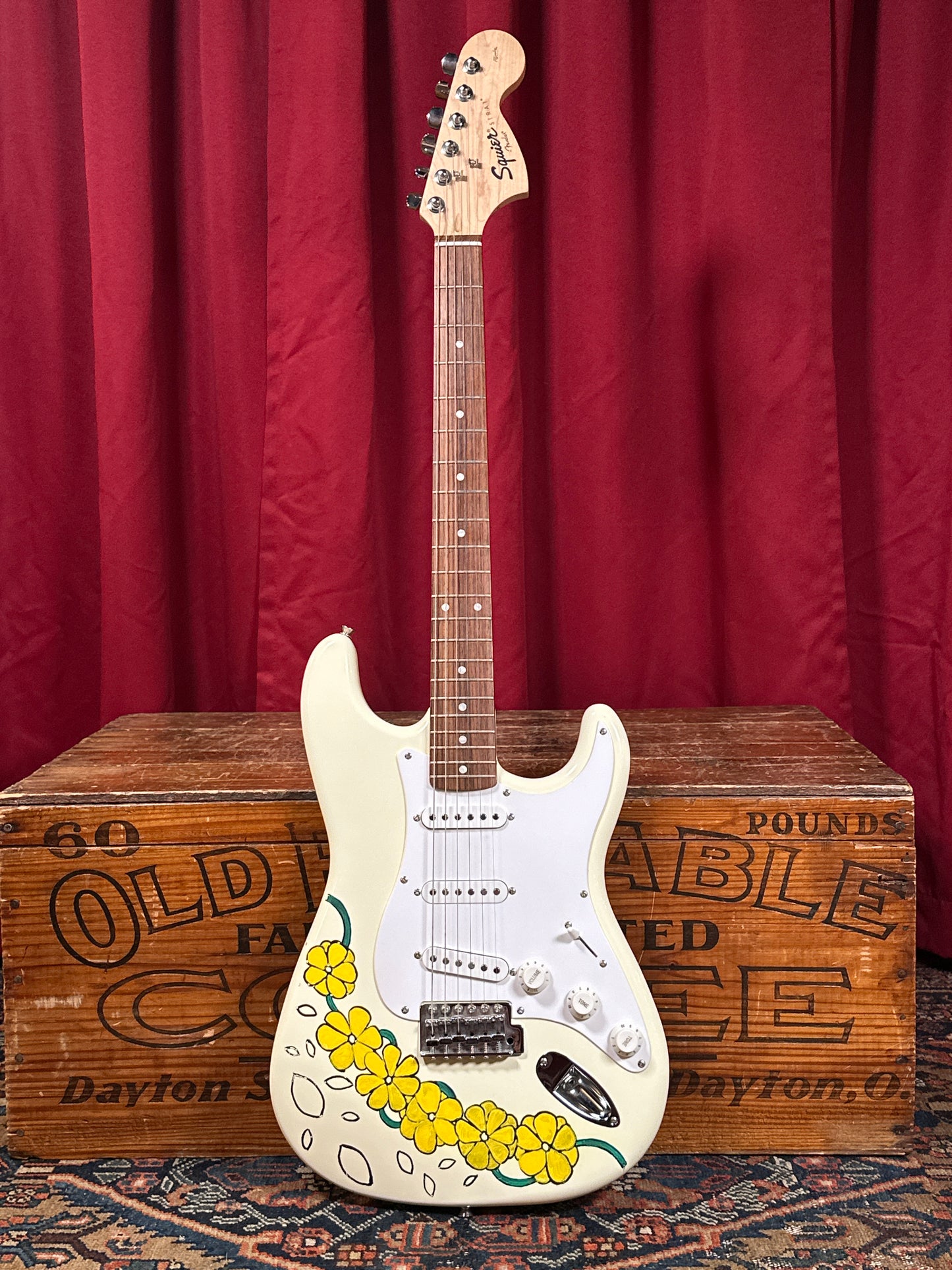 2003 Fender Squier Affinity Stratocaster Electric Guitar Arctic White Custom Painted