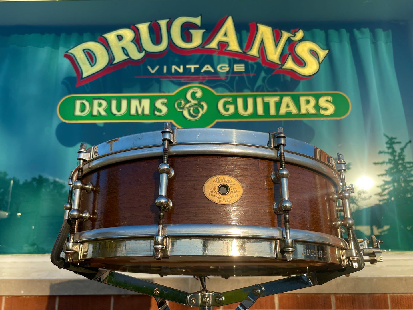 1920s Ludwig No. 245 Dance Model 4x14 Solid Walnut Shell Super Ludwig Snare Drum