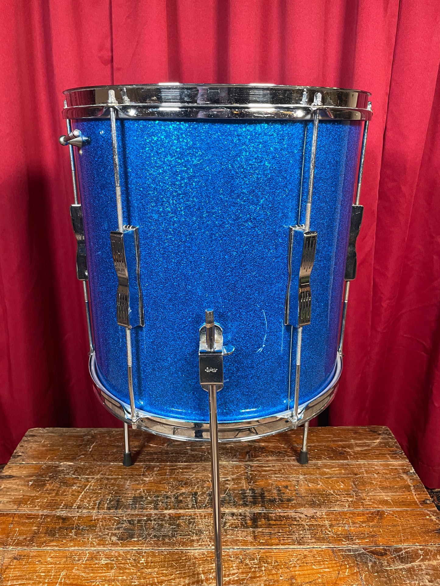 1963 Ludwig 14x14 Club Date Floor Tom Drum Blue Sparkle