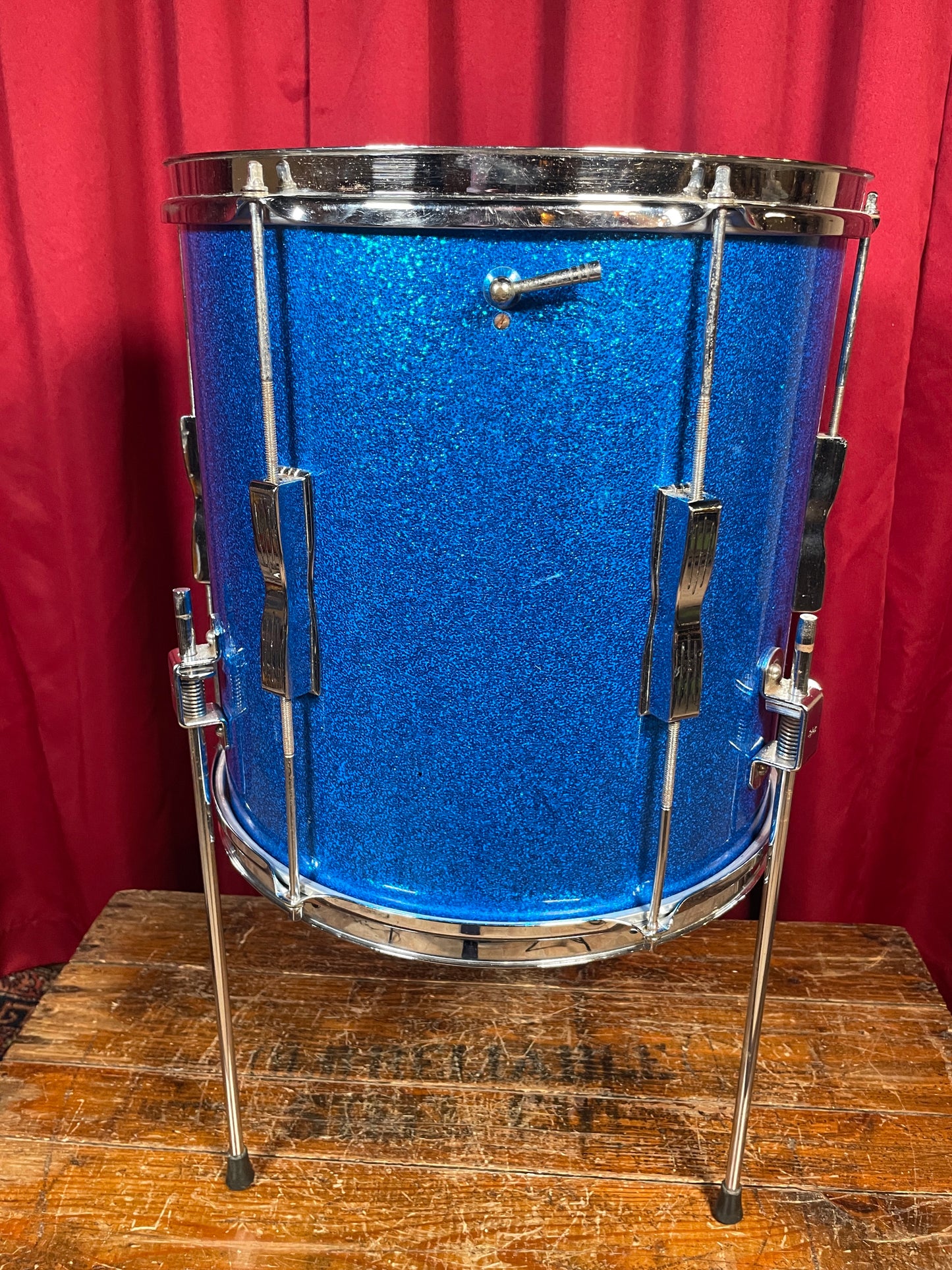 1963 Ludwig 14x14 Club Date Floor Tom Drum Blue Sparkle