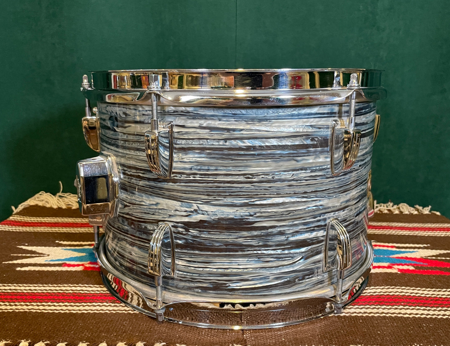 1968 Ludwig 8x12 Tom Drum Oyster Blue Pearl Down Beat