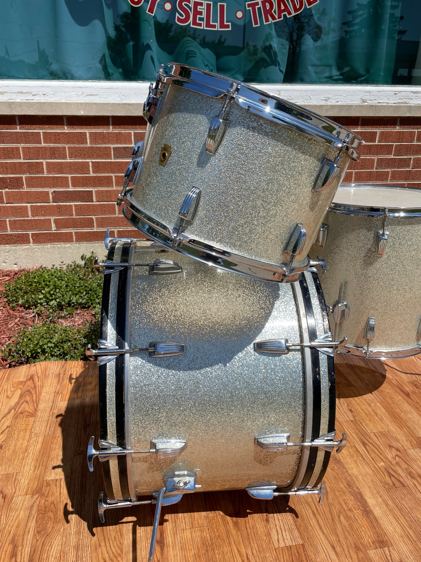 1960s Ludwig Hollywood Drum Set Silver Sparkle Pre-Serial COB