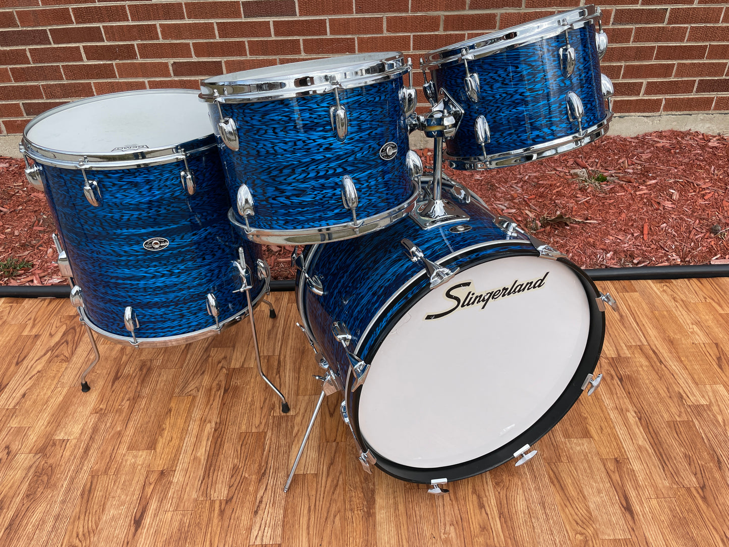 1970s Slingerland New Rock Outfit No. 50 N Blue Agate Catalog Drum Set 20/12/13/16