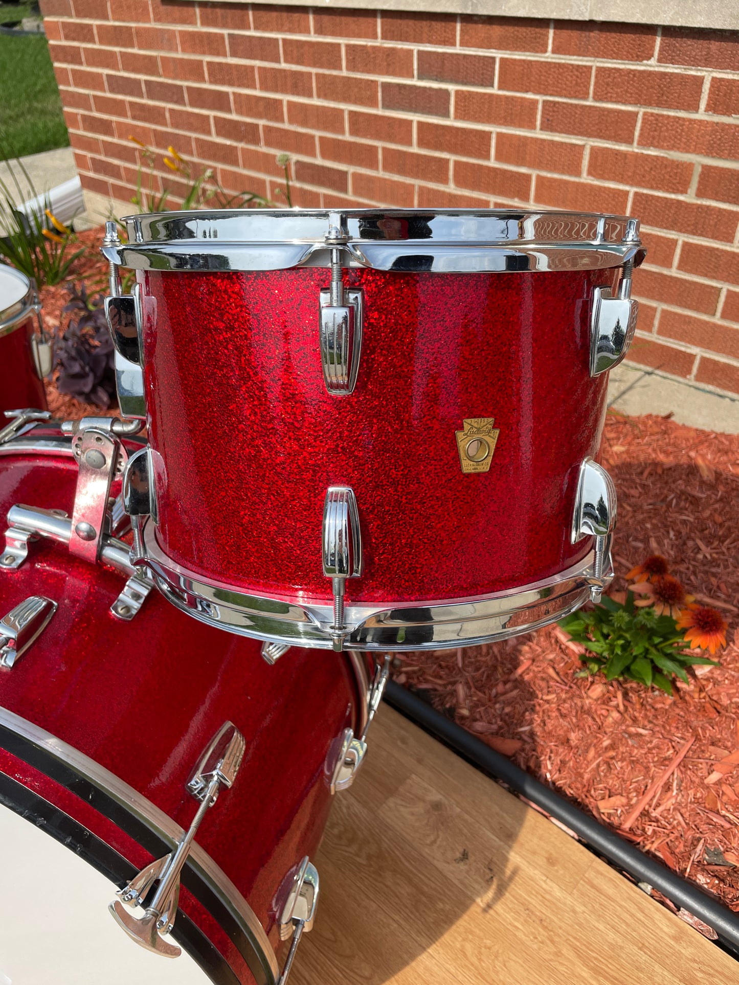 1960s Ludwig New Yorker Drum Set Red Sparkle, Tom